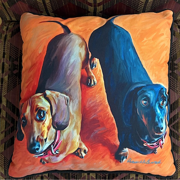Other - Double Dachsies Robert McClintock Dachshund Doxie Throw Pillow